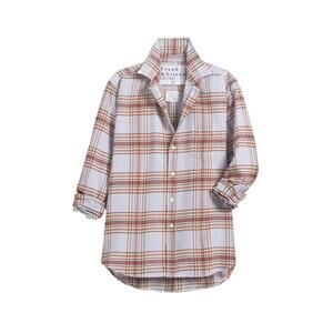 Frank & Eileen Gray/Rust Plaid Relaxed Flannel Long Sleeve Shirt Top Medium
